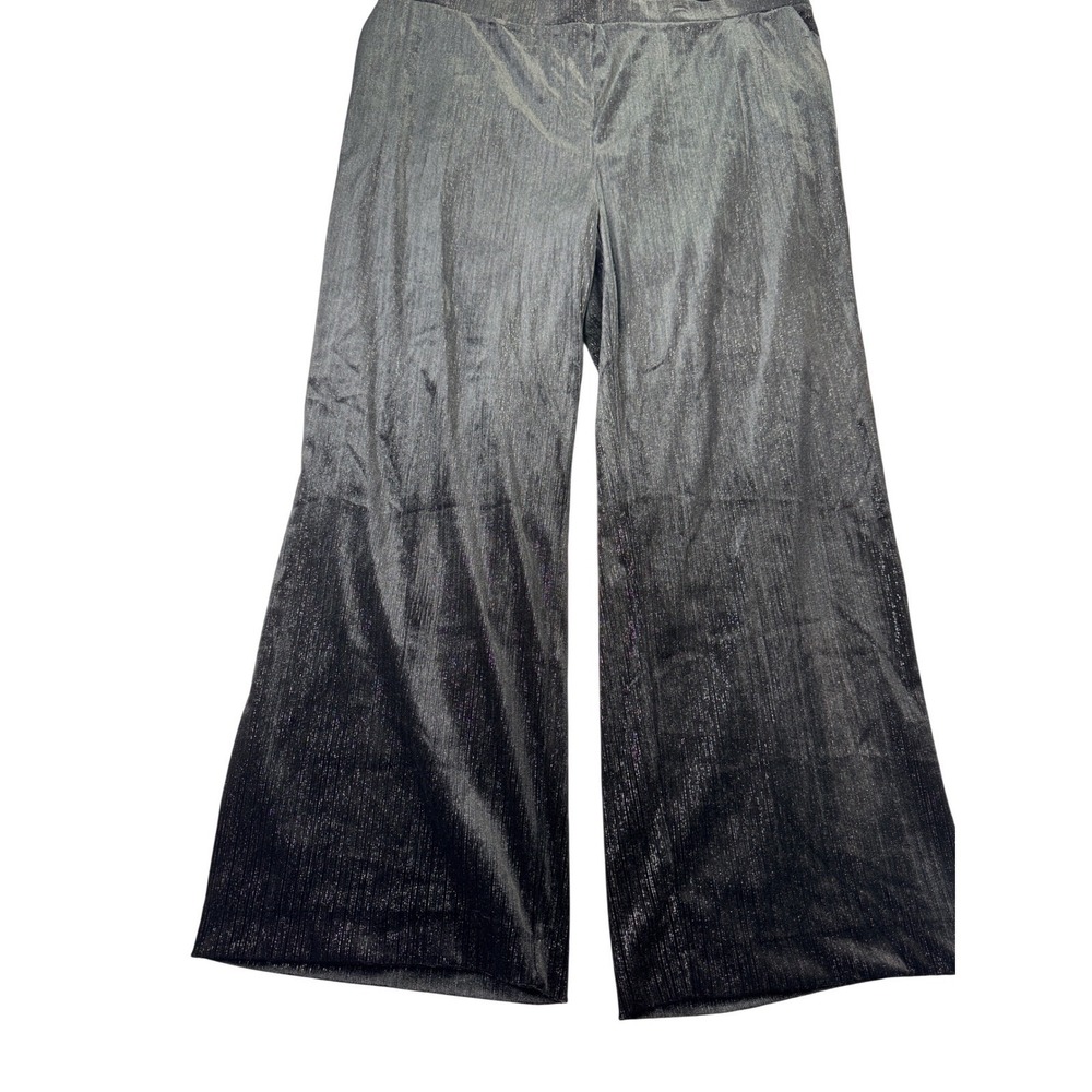 Vince‎ Camuto Womens 2X Black Metallic Shimmer Wide Leg Pants NWT party glam